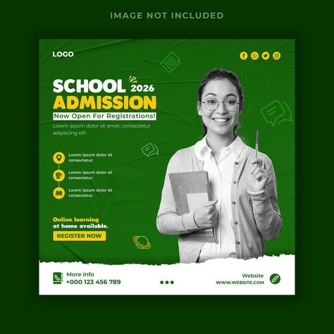 -Let's Talk About Your Project- EMAIL; Brandas444@gmail.com WHATSAPP: +923122118233 #Freepik #Post #Social #Banner #Flyer #Template #Poster #Design #templates Admissions Poster, School Admissions, College Admission, Social Media Design Inspiration, Banner Template Design, Social Media Banner, Banner Template, Media Post, Online Learning