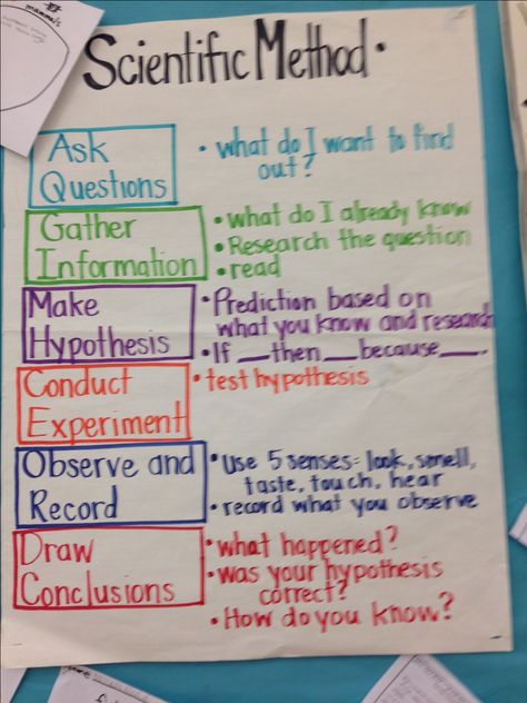 Scientific Method                                                                                                                                                      More Scientific Method Anchor Chart, 8th Grade Science Projects, Science Lessons Middle School, Middle School Science Classroom, Science Anchor Charts, Science Classroom Decorations, 7th Grade Science, 8th Grade Science, 4th Grade Science