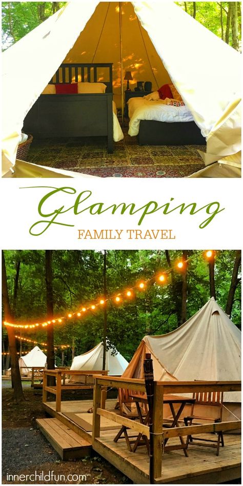 Family Travel - Glamping! - Inner Child Fun Tents Camping Glamping, Family Glamping, Glam Camping, Zelt Camping, Glamping Resorts, Family Tent Camping, Luxury Glamping, Glamping Site, Family Tent