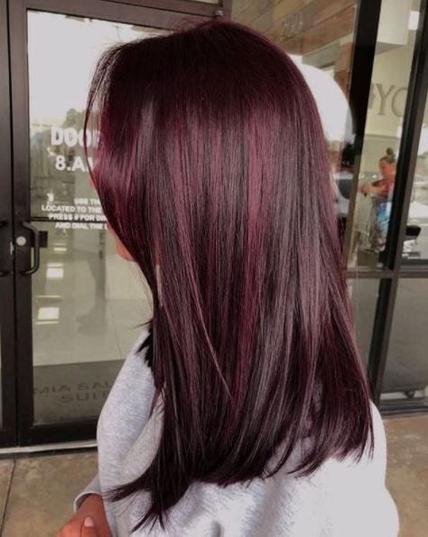 Black Tint Hair, Black Cherry Hair Highlights, Black Cherry Hair Color With Highlights, Cherry Color Nails, Black Hair With Red Tint, Cherry Black Hair Color, Black Cherry Highlights, Black Cherry Aesthetic, Cherry Black Hair