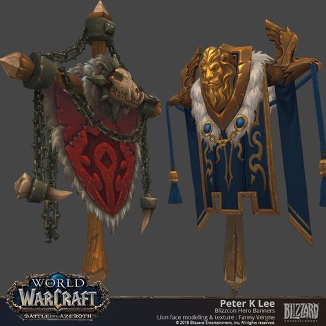 ArtStation - Blizzcon Hero Banner, World of Warcraft : Battle for Azeroth, Peter Kyuyoung Lee Battle Standard, Game Textures, Craft Shed, Hand Painted Textures, Dark Elf, Game Character Design, Prop Design, World Of Warcraft, Texture Painting