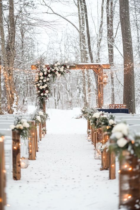 Discover stunning winter wonderland wedding venues for your dreamy snowy celebration! Transform your big day into a magical experience with enchanting backdrops and cozy atmospheres. Explore unique ideas now!   #WinterWedding #WeddingVenues #SnowyCelebration #WinterWonderland #BridalInspiration #WeddingPlanning #UniqueWeddingIdeas #CozyWeddings #FestiveDecor #OutdoorWedding #BridalTips #DreamWedding #WeddingDecor #WinterBride #SeasonalWeddings Winter Wedding Venue Snow, Winter Wedding Floral Arch, Snowy Wedding Pictures, Winter Lodge Wedding, Western Winter Wedding, Backyard Winter Wedding, Winter Ceremony Decor, Winter Wedding Venue Ideas, Outdoor Winter Wedding Ceremony