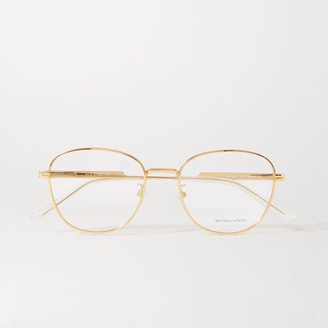 Bottega Veneta Round-Frame Gold-Tone and Acetate Optical Glasses Glasses With Gold Frame, Gold Frames Glasses, Gold Rimmed Glasses Women, Gold Frame Glasses Women, Gold Glasses Frames For Women, Hk Outfit, Gold Rim Glasses, Gold Frame Glasses, Spectacles Women