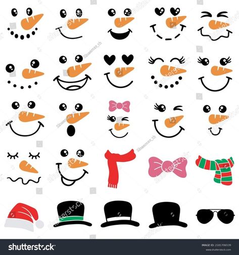 Snowman Faces Template Free Printable, Snowman Faces Patterns Free Printable, Snowman Faces Patterns, Snowman Bowling, Printable Snowman Faces, Snowman Drawing, Easy Christmas Drawings, Snowman Cartoon, Small Snowman