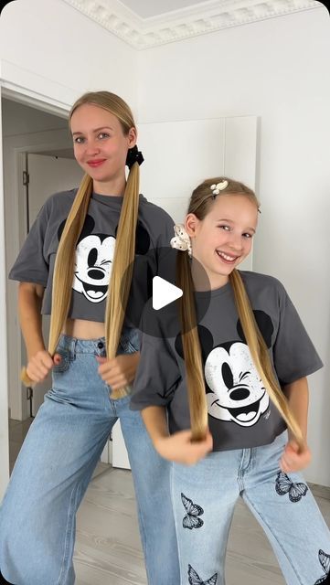 Stefani Chaglar🦋 on Instagram: "Easy And Cute Hairstyles That Can Be Done In Just A Few Minutes! 1-2 or 3? ✨ Using Kitsch & Mickey and Minnie Collection, inspired by Disney’s most iconic duo!✨ @mykitsch @disney 

 #disney #mykitsch #mickeyandminnie #mickey #longhairdontcare #longhairgoals #hairgoals #hairtutorial #haireducation #hairtransformation #hairstyles #hairideas #motheranddaughter #motherdaughterlove" Hairstyles With Mickey Ears, Cute Hairstyles For Disney, Cute Barbie Hairstyles, Lorelai Hair, Easy And Cute Hairstyles, Disney Hairstyles, Barbie Hairstyles, Prince Hair, Iconic Duo