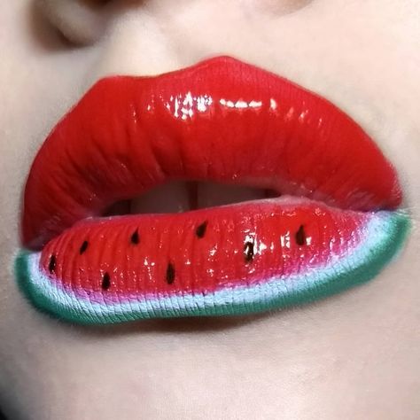 Watermelon Lipstick, Fruity Makeup, Crazy Lipstick, Lips Painting, Lip Tips, Lip Art Makeup, Beautiful Eyes Color, Bridal Art, Lip Care Routine