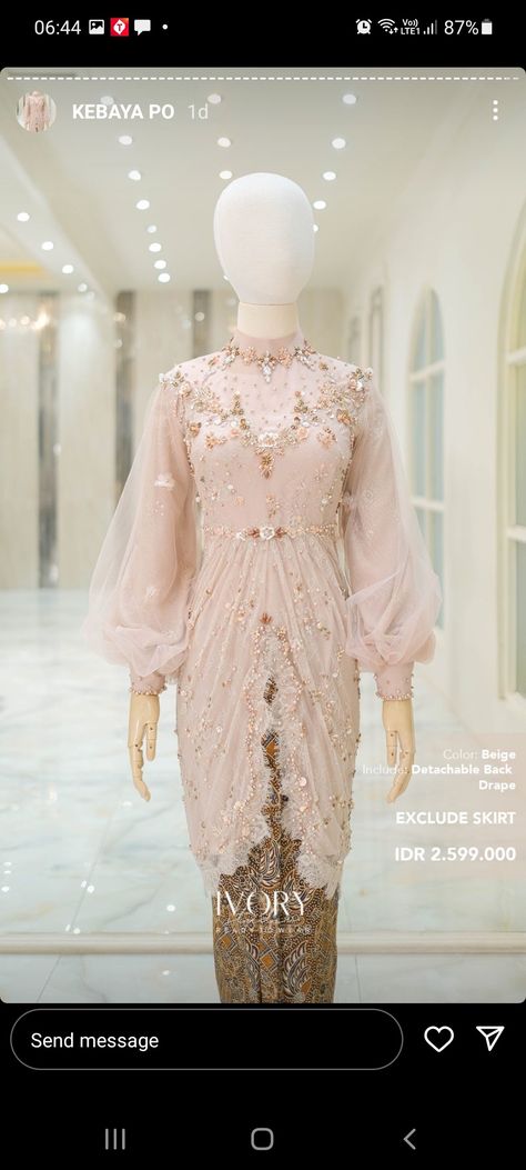 Dress Rose Gold Hijab, Kebaya Gold Hijab, Kebaya Rose Gold Wisuda, Kebaya Rose Gold Hijab, Ivory Studio Kebaya, Kebaya Rose Gold, Brokat Wisuda, Gowns Hijab, Kebaya Wisuda Hijab