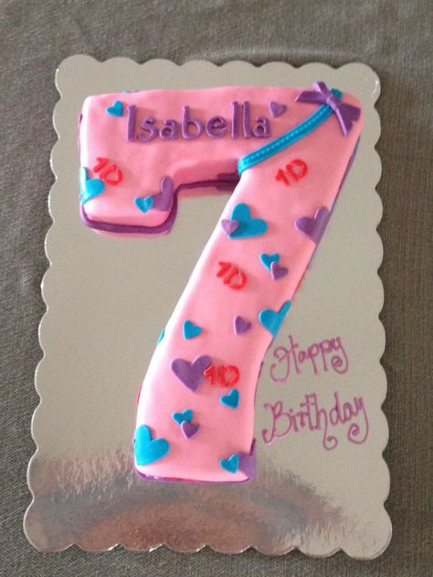 Number 7 Cake Number 7 Birthday Cake, Number 7 Cake, Cake Numbers, Rapunzel Birthday Cake, Kid Cakes, Cake Number, Number Birthday Cakes, Minecraft Birthday Cake, 7th Birthday Cakes