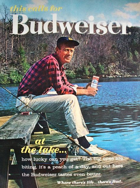 Alcohol Ads, Vintage Alcohol, Beer Advertising, Beer Prints, Beer Ad, Budweiser Beer, Beer Poster, Old Advertisements, Lake Fishing