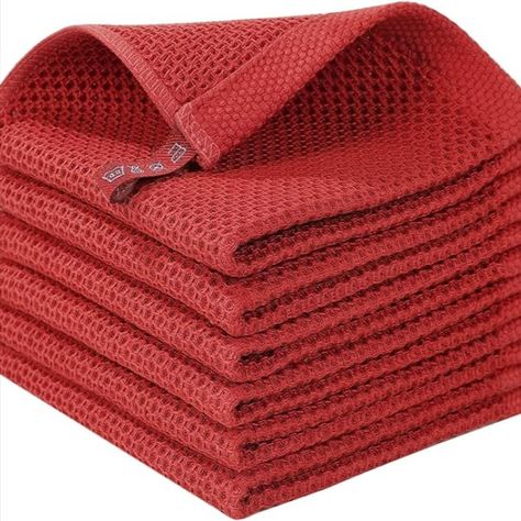 COTTON DISH CLOTHS: 100% cotton waffle weave dishcloths that feel soft and comfortable. Unique honeycombs design make it have durability. And it softens with each wash, so these dish towels won't scratch your delicate cookware, plates and pans.
UNIQUE DESIGN: The classic hollow honeycomb weave makes this set of dishcloths lightweight, breathable and super absorbent to help you tackle all your drying, wiping and assisting you with all your kitchen tasks. Dish Rag, Cleaning Rags, Clean Cooking, Tidy Kitchen, Honeycomb Design, Kitchen Hand Towels, Microfiber Cleaning Cloths, Kitchen Dishes, Linen Textile