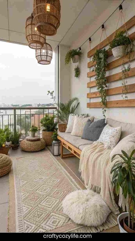 15 Cozy Apartment Balcony Ideas for the Ultimate Chill Spot Cozy Apartment Patio, Tall Potted Plants, Outdoor Balcony Ideas, Chill Spot, Creative Wall Design, Balcony Decor Ideas, Cozy Balcony, Privacy Screen Outdoor, Apartment Patio