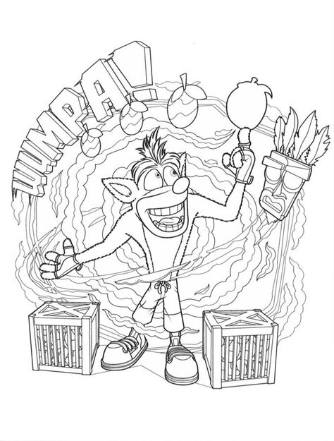 Crash Bandicoot Coloring Pages - Best Coloring Pages For Kids Disney Adult Coloring Books, Boss Picture, Stitch Coloring Pages, Dope Cartoons, Disney Drawings Sketches, Tattoo Style Drawings, Crash Bandicoot, Graffiti Drawing, Bear Art