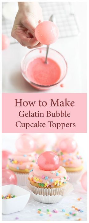 Bubble Gum Frosting Cupcakes with Gelatin Bubbles | Sprinkle Bakes How To Make Gelatin, Gelatin Bubbles, Frosting Cupcakes, Bubble Party, Gateaux Cake, Dessert Sauces, Cupcake Decorating, Cake Cookie, Cupcake Ideas