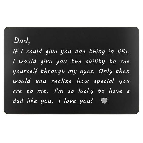 Birthday Gifts for Dad from Daughter Fathers Day, Dads Christmas Present, Engraved Wallet Insert for Father (Black, Gifts for Dad) in 2022 | Christmas presents for dad, Gifts for dad, Engraved wallet insert Engraved Wallet Insert, Gifts For Dad From Daughter, Dad Gifts From Daughter, Dad Poems, Fathers Day Poems, Christmas Presents For Dad, Birthday Gifts For Dad, Wallet Insert, Engraved Wallet