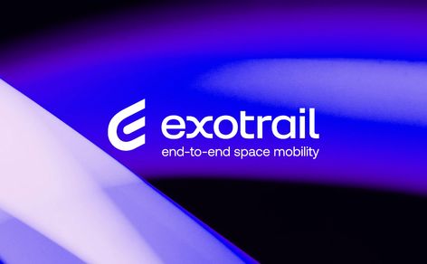 Logo-Exotrail-space-mobility-tagline-aerial-background Logo With Tagline, Brand Architecture, Luxury Logo Design, Brand Assets, Power Symbol, Morning Inspiration, Grid System, Tech Startups, Luxury Logo