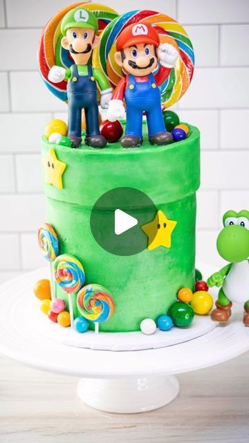 Mario Movie Birthday Cake, Super Mario Movie Cake, Mario Brothers Birthday Cake, Brothers Birthday Cake, Mario Birthday Party Cake Buttercream, Super Mario Tiered Cake, Super Mario Single Tier Cake, Super Mario Brothers Birthday, Pool Party Cakes