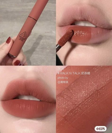 Stylenanda Makeup, 3ce Lipstick, Cottagecore Makeup, Bigger Lips Makeup, Pretty Lipstick Colors, 3ce Makeup, 3ce Velvet Lip Tint, Velvet Lip Tint, Anime Eye Makeup