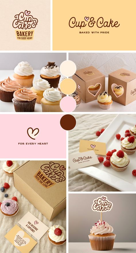 Cupcake Branding Design, Bakery Logo Inspiration, Bakery Brand Identity, Bakery Identity, Cupcake Branding, Bakery Branding Design, Cake Branding, Bakery Branding, Cupcake Bakery