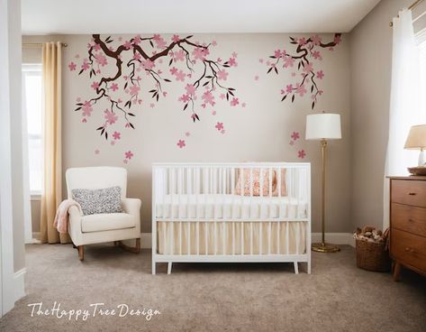 TheHappyTreeDesign - Etsy Latvia Announcement Pictures, Kids Room Murals, Tree Mural, Branch Art, Picture Tree, Nursery Mural, Blossom Branch, Tree Decals, Baby Room Inspiration