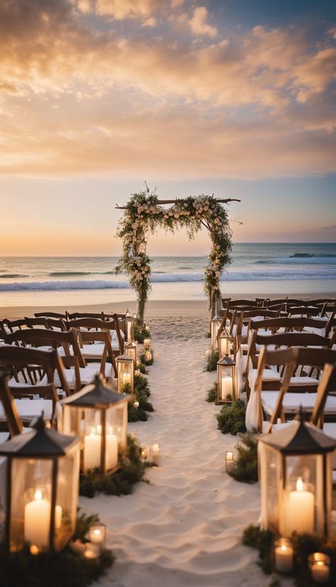 Beach weddings are a dream come true for many couples. The sound of waves, soft sand, and beautiful views make for a perfect backdrop to say "I do." If you're Beach Forest Wedding, Beach Wedding Ceremony Decor, Beach Wedding Ceremony Ideas, Beach Wedding Aesthetic, Wedding Themes Outdoor, Beach House Wedding, Hawaii Beach Wedding, Simple Beach Wedding, Sound Of Waves