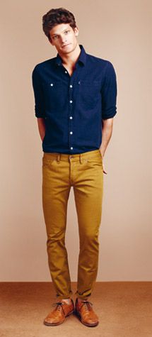 love the look. Chinos Men Outfit, Mustard Jeans, Mustard Pants, Pants Outfit Men, Yellow Pants, Jack Wills, Mens Fashion Casual Outfits, Outfit Trends, Mens Chinos