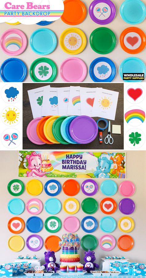 Diy Pastel Birthday Decor, Carebear Birthday Party Ideas, Care Bears Party, Bears Birthday Party, Care Bears Halloween Costume, Care Bears Birthday, Care Bears Birthday Party, Diy Party Decor, Care Bear Party