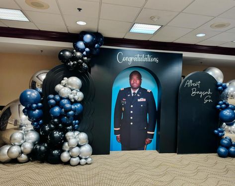 A surprise retirement celebration. . . . #retirementcelebration #retirementparty #dmvballoons #dmvballoondecor #dmvrentals #balloondecor #giantballoons #northernvirginiaevents #balloonarches #dmvballoonartist #dmvpartyplanner Retirement Party Theme For Men, Retirement Backdrop Ideas, Army Retirement Party Ideas, Military Retirement Party Ideas, Usmc Retirement, Military Retirement Party, Military Retirement Parties, Retirement Party Themes, Army Retirement