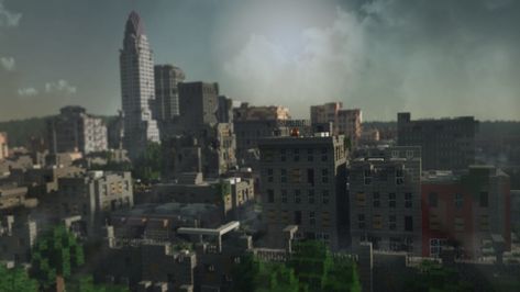 City Minecraft, Apocalyptic City, Minecraft Zombie, Post Apocalyptic City, Abandoned City, Map Minecraft, Ruined City, Map Projects, Adventure Map