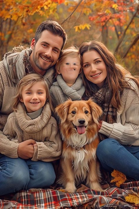 Plus Size Poses For Pictures Family, Family Fall Portraits, Fall Family Photos 6 People, Fall Family Photoshoot Poses, Fall Family Photos With Dogs, Fall Family Pics, Fall Photos Family, Family Fall Pictures, Fall Photoshoot Family