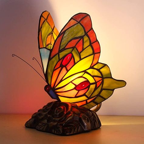 Cool Lamp, Butterfly Lamp, Stained Glass Table Lamps, Farmhouse Lamps, Tiffany Style Table Lamps, Stained Glass Light, Tiffany Lamp, Tiffany Table Lamps, Resin Lamp