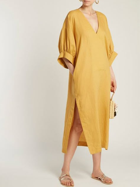 Elegant Linen Dress, Linen Dress Design, Linen Fashion Women, Linen Dresses Elegant, Linen Kaftan, Linen Style Fashion, Linen Dresses For Women, Linen Dress Women, Linen Fashion