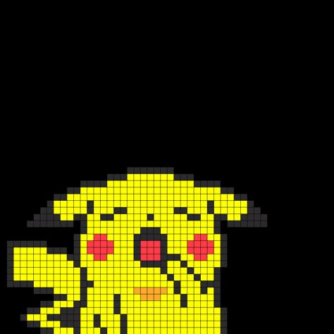 Yawning Pikachu Fuse Bead Perler Bead Pattern / Bead Sprite Pixel Art Pokemon Pikachu, Grille Pixel Art, Grid Crochet, Pixel Pokemon, Pixel Grid, Grid Art, Pokemon Cross Stitch, Modele Pixel Art, Pixel Art Pokemon