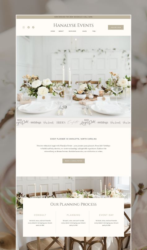 Wedding and Events Planner Website Template - daydreamsites.com Event Planner Website Design, Event Planner Website, Planner Website, Wedding Website Examples, Elevated Aesthetic, Wedding Planner Website, Event Planning Website, Luxury Website, Events Planner