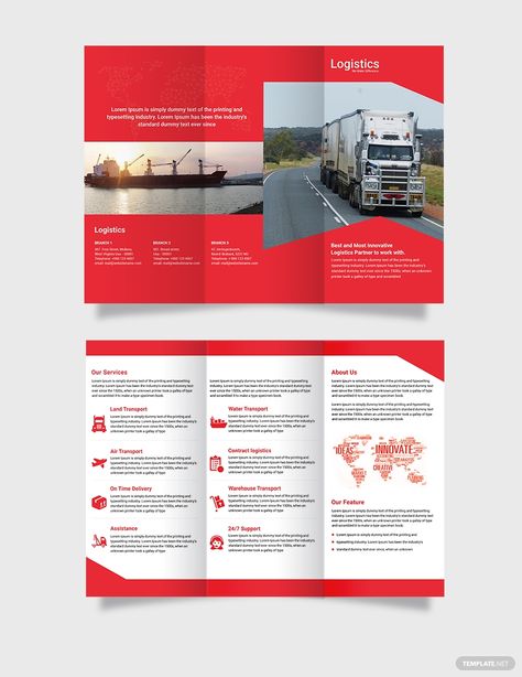 Free Logistics Services Tri-Fold Brochure Template #AD, , #Affiliate, #Services, #Logistics, #Free, #Tri, #Template Yearbook Layouts, Yearbook Pages, Corporate Brochure Design, Free Brochure Template, Brochure Template Layout, Bi Fold Brochure, Fold Brochure, Life Hacks Websites, Trifold Brochure Template