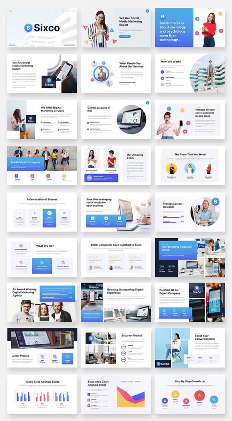 Social Media Marketing Powerpoint Template. 40+ Unique Slides. Social Media Report Template, Free Social Media Templates, Marketing Powerpoint, Social Media Report, Types Of Social Media, Pin Template, Facebook Layout, Social Media Poster, Slide Template