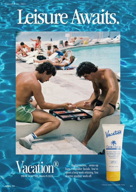 Sunscreen Packaging Design, Retro Editorial, Vacation Sunscreen, Sunscreen Packaging, 80s Throwback, 잡지 레이아웃, Swim Up Bar, Publicidad Creativa, Corporate Culture