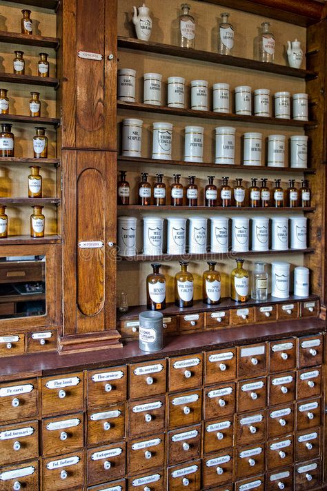 Herbalist Shop, Apothecary Shoppe, Old Pharmacy, Herbal Medicine Cabinet, Apothecary Design, Apothecary Pharmacy, Natural Medicine Cabinet, Apothecary Cabinet, Bottle Shop