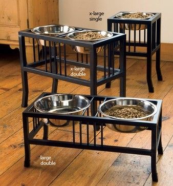 Wrought Iron Raised Mission-style Dog Feeders/Dog Bowls - contemporary - pet accessories - The Orvis Company Puppy Things, Raised Dog Feeder, Dog Crate Cover, Raised Dog Bowls, Crate Cover, Dog Bowl Stand, Stainless Steel Bowls, Dog Rooms, Dog Feeder