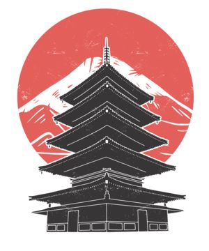 Pagoda Temple, Temple Drawing, City Posters Design, Japan Temple, Japanese Village, Monte Fuji, Band Tattoo Designs, Samurai Artwork, Silhouette Tattoos