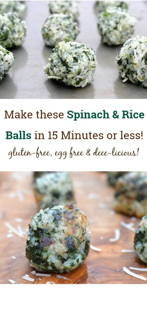 Spinach Balls Recipe, Rice And Spinach, Spinach Balls, Food Sandwiches, Cheesy Rice, Spinach Rice, Healthy Rice, Vegan Rice, Toddler Lunches