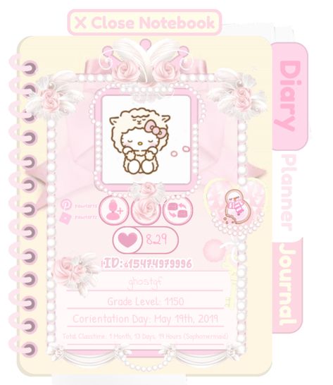 Hello Kitty Journal, Royale High Journal, Royale High Journal Ideas, Royal High Outfits Ideas Cheap, Rh Design, Pic Code, Bloxburg Decals Codes Wallpaper, Princess Games, Cute Website