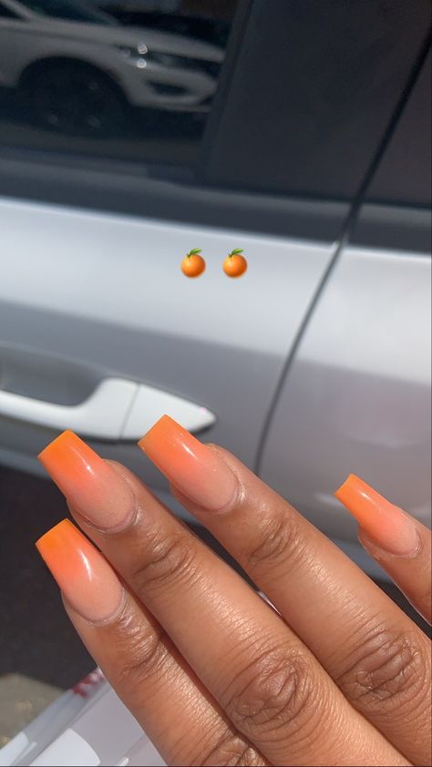 Orange nails Gel X Nails Orange, Beige And Orange Nails, Pastel Orange Nails Design, Simple Orange Acrylic Nails, Orange Oval Acrylic Nails, Orange Nails Hoco, Brown And Orange Ombre Nails, White And Orange Nail Designs, Orange Nail Inspo Short