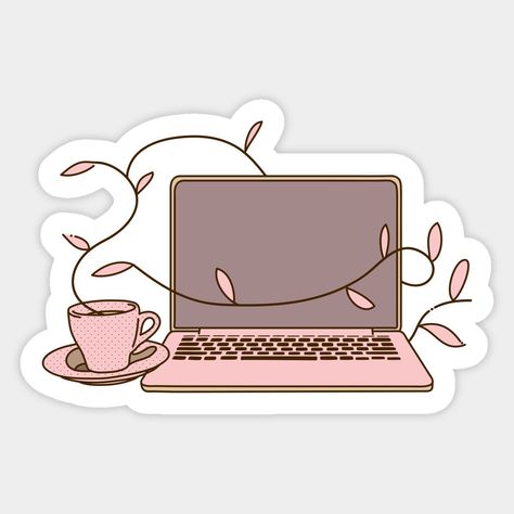 Laptop And Cup Sticker #customstickerdesigns School Stickers Aesthetic, Laptop With Stickers Aesthetic, Food Sticker Design, Design Packaging Food, Packaging Sticker Design, Design Packaging Ideas, Tv Show Stickers, Ideas For Events, Cute Sticker Design