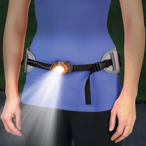 Waistband mounted flashlight (better than a headlamp!) Virtual Reality Technology, Hammacher Schlemmer, Safety Lights, Travel Gadgets, Utility Belt, Home Sport, Technology Gadgets, Walkers, Camping Gear