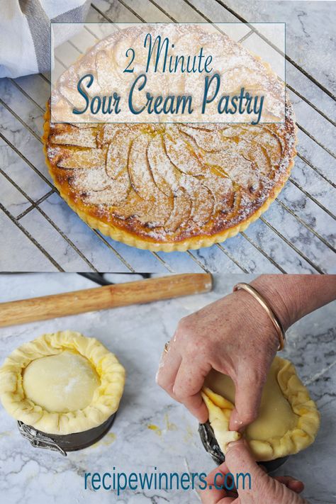 2 Minute Sour Cream Pastry is going to change your life. Rich, tender, melt-in the-mouth, flaky and a complete doddle to make and work with.  It's super quick, foolproof and very forgiving. What's not to like. #recipes #recipes savoury #recipes pies #recipes desserts #recipes sweet #recipes easy #savoury #sweet #easy #how to make Sweet Recipes Easy, Sour Cream Pastry, Guava And Cream Cheese, Gourmet Sausage, Cream Pastry, Pies Recipes, Sweet Easy, Easy Dessert Recipes Quick, Dessert Recipes For Kids