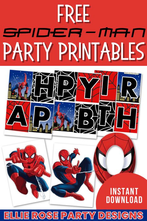 Spider Man Topper Free Printable, Spiderman Birthday Printables, Spiderman Template Free Printable, Spiderman Birthday Party Invitations Free Printable, Free Spiderman Printables, Spiderman Birthday Party Decorations Diy Free Printable, Spiderman Birthday Party Diy, Spider-man Birthday, Diy Spiderman Birthday Party