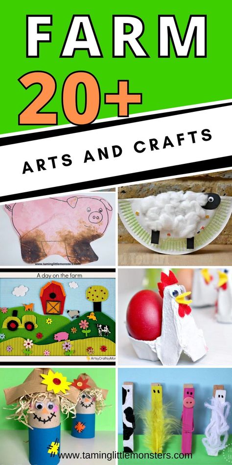 Farm Animal Arts And Crafts Preschool, Preschool Crafts Farm, Farm Life Art Preschool, Farm Craft Kindergarten, Farm Art Projects For Preschool, Farm Theme Preschool Activities Art Projects, Barnyard Crafts Preschool, Farm Crafts For Kindergarten, Diy Farm Animals Crafts