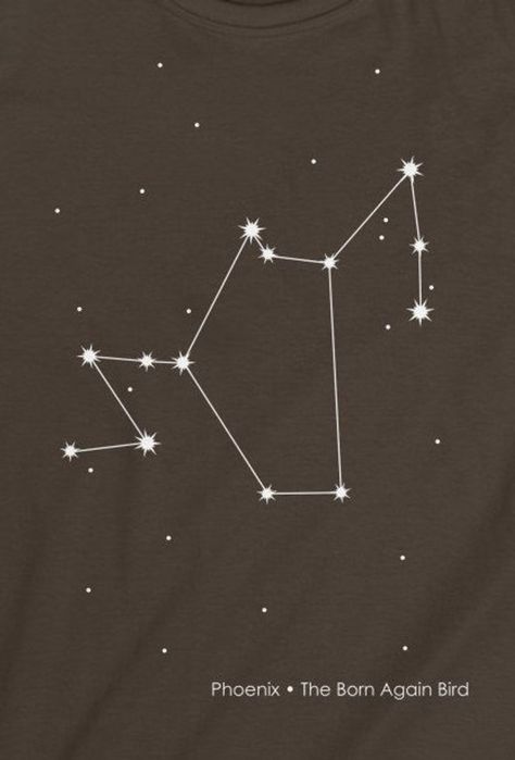 Phoenix Constellation, Constellation Drawing, Star Constellation Tattoo, Stick Poke, Greek Mythology Tattoos, Star Tshirt, Star Constellation, Constellation Print, Nerd Shirts