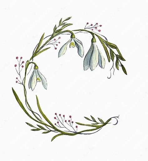 Spring Composition of Snowdrops and Leaves, Hand-drawn, Watercolor Painting, Texture Paper Stock Illustration - Illustration of summer, fragrance: 270779072 Snowdrop Flower Watercolor, Snowdrop Flower Illustration, Snow Drop Painting, Snowdrop Illustration, Bookworm Tattoo, Snow Drops Flowers, Floral Wreath Watercolor, Kids Watercolor, Paper Illustration