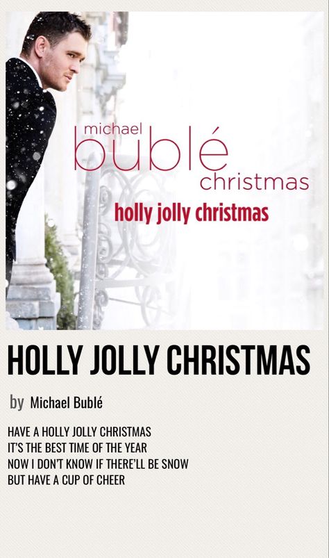 minimal poster of the song holly jolly christmas by michael bublé Christmas Song Album Covers, Christmas Songs Album Covers, Christmas Songs Aesthetic, Last Christmas Song, Michael Buble Christmas, Christmas Songs Lyrics, Best Christmas Songs, Xmas Songs, Song Posters